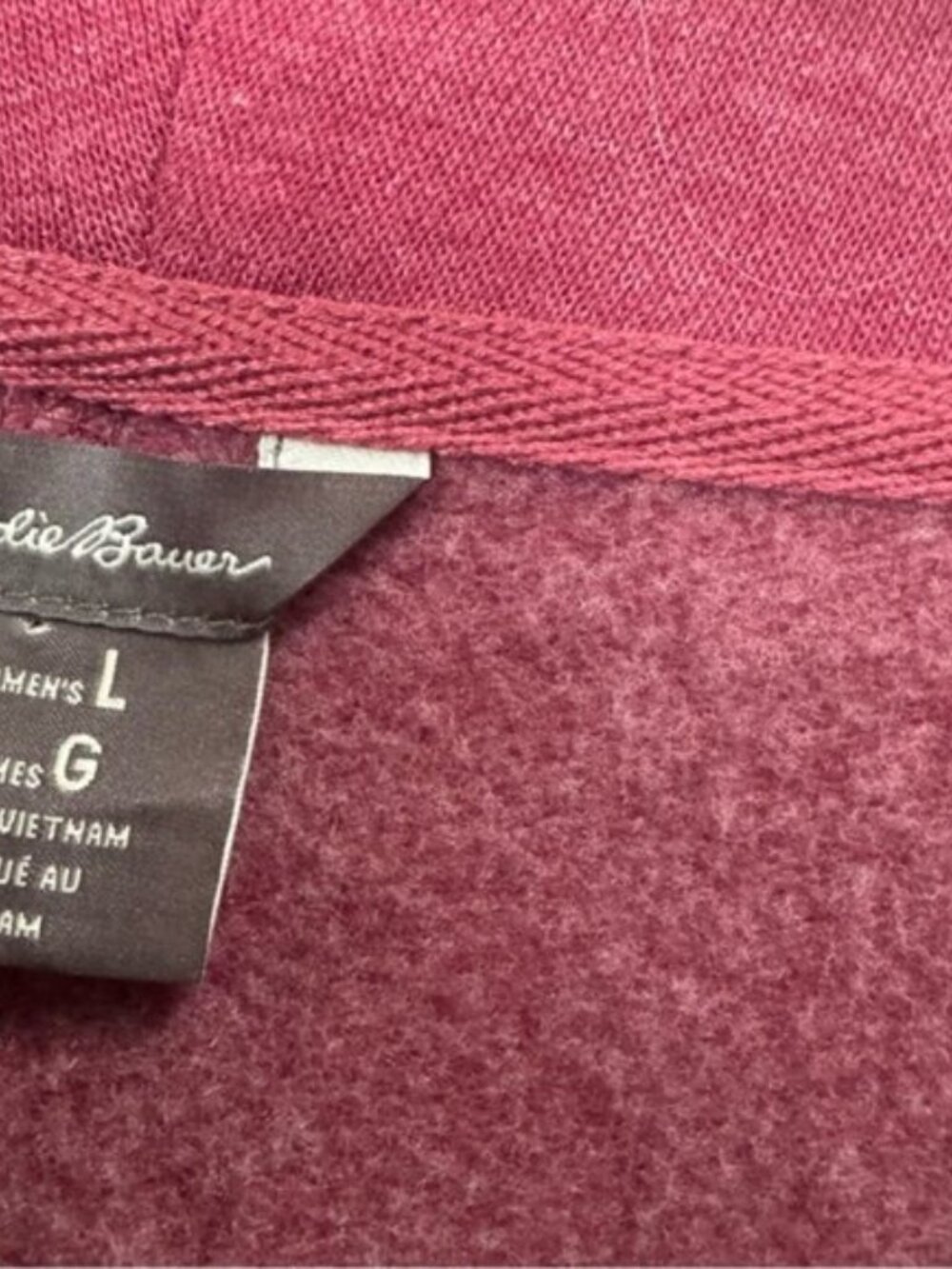 Eddie Bauer NEW Camp Cotton Fleece Wrap Pockets Cardigan Sweater Top Burgundy L - Picture 11 of 16